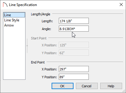 Line panel of the Line Specification dialog