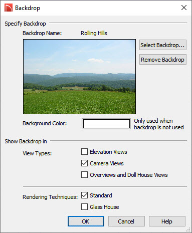 Setting a Backdrop for 3D Views Setting a backdrop for 3D views