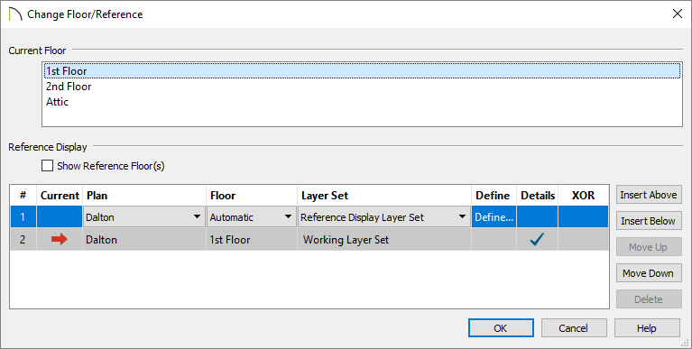 Setting the Current Floor and Reference Display floor