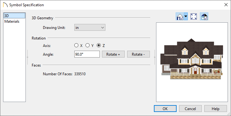 3D panel of the Symbol Specification dialog 