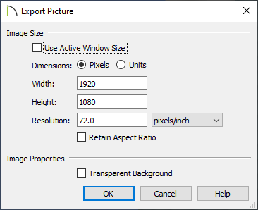 Export Picture dialog