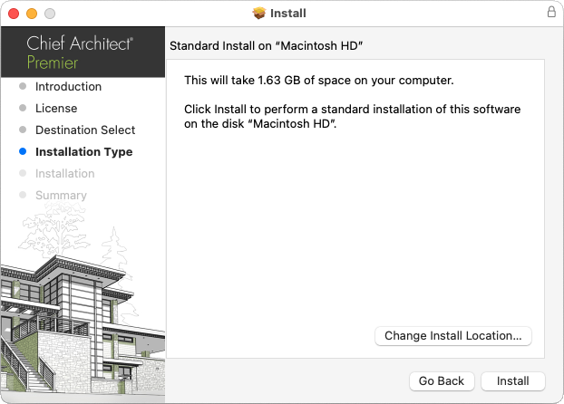 Select the Change Install Location button in the Install wizard
