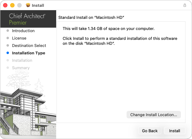 Select the Change Install Location button in the Install wizard