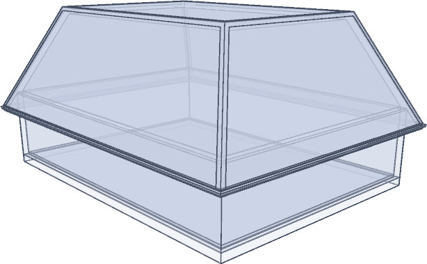 Glass house rendering of a mansard roof