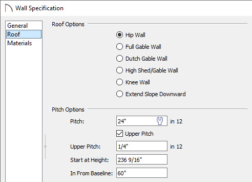 Set two different pitches, as well as an In From Baseline value for all walls