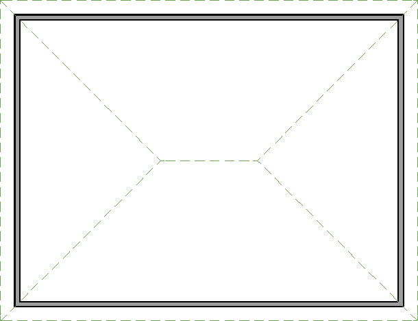 Plan view of a hip roof on the structure