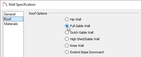 Specifying a wall to be a Full Gable Wall 