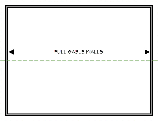 Plan view with full gable walls on the left and right