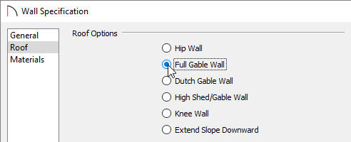 Selecting Full Gable Wall