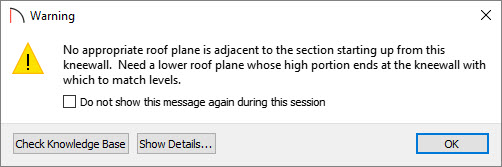 Adjust dormer roof plane warning dialog