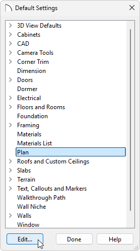 Select the Plan category and click Edit