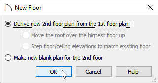 New floor dialog with the Derive option selected