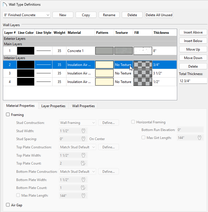 Clicking on the Texture box for Layer 2