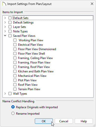 Choose which settings you'd like to import.