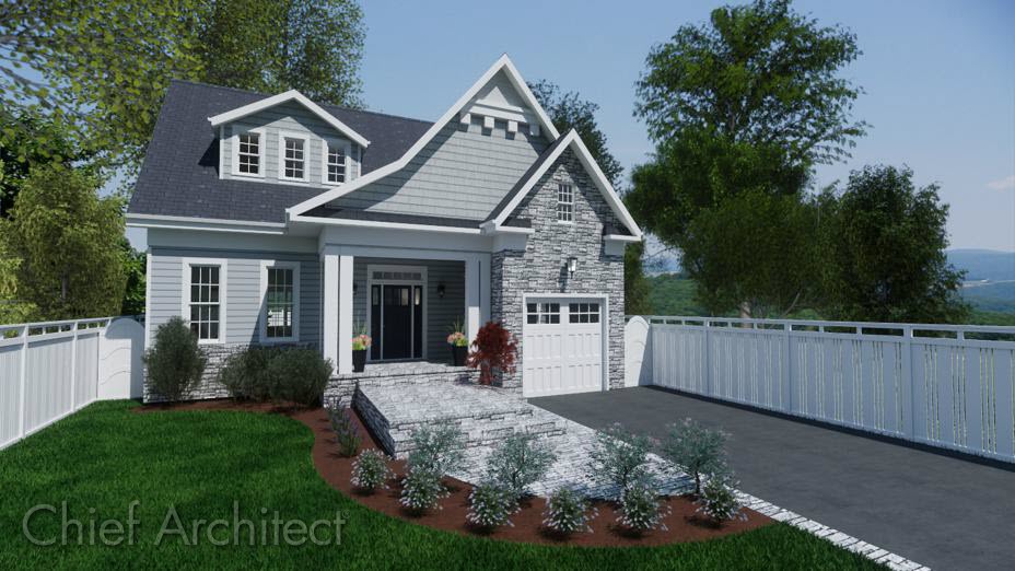 Camera view of house with a dormer.