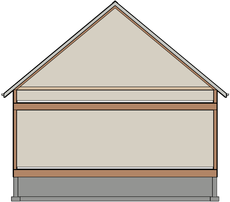 Cross Section Elevation view showing Cape Cod style 2nd story 