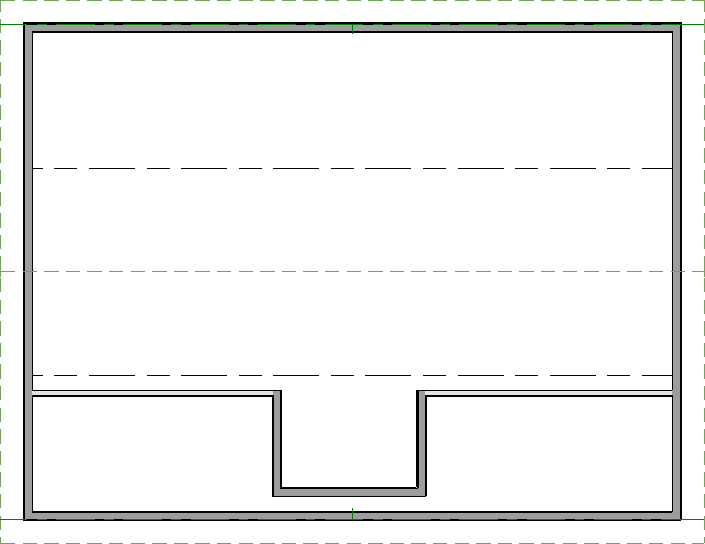 Floor plan view showing middle section of Knee Wall deleted between dormer walls