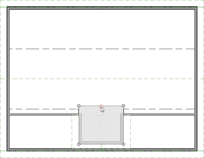 Floor plan view with Skylight selected and Break Line Edit Tool used to split back line segment