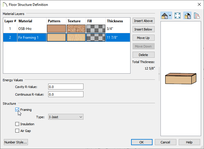 Floor Structure Definition dialog