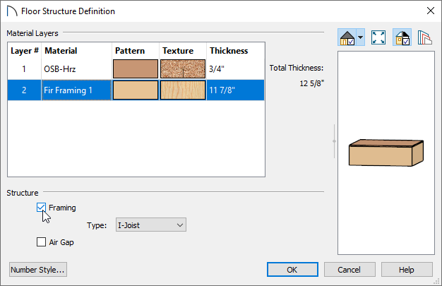 Floor Structure Definition dialog