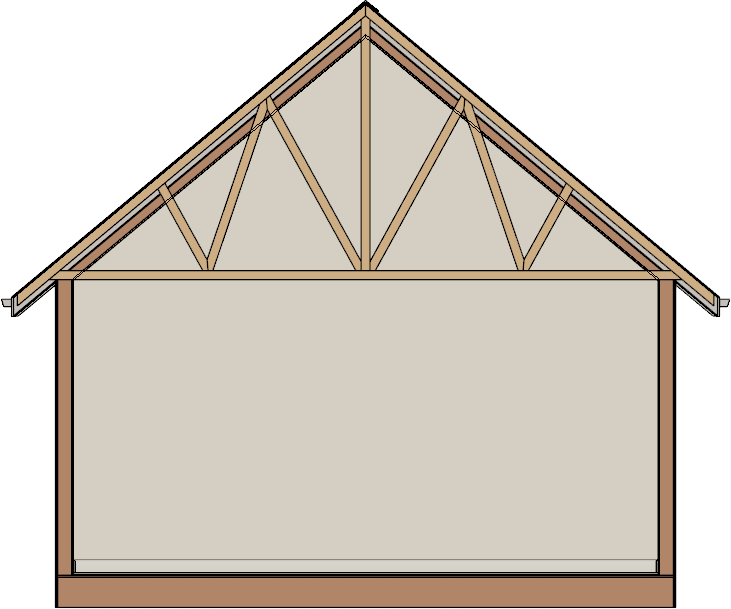 Cross section view with the "Framing, Roof Trusses" layer displayed