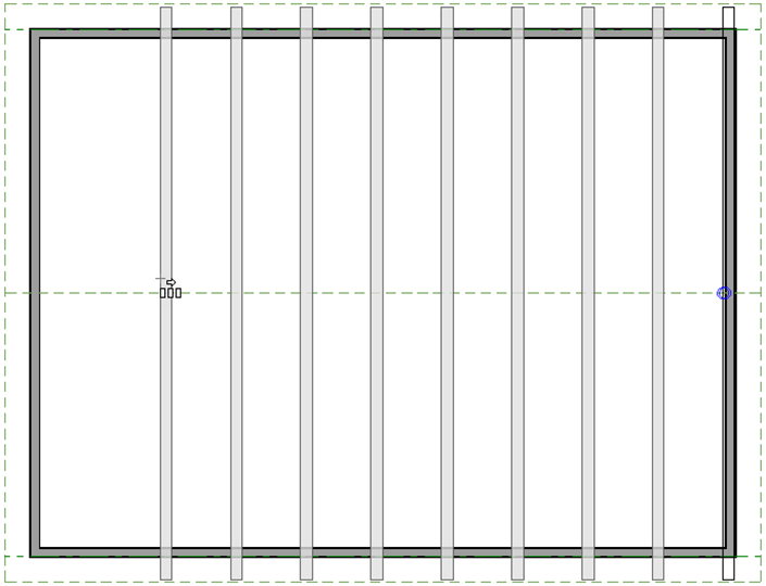 Trusses copied using Multiple Copy tool Multiple Copy tool used to copy the trusses across the room