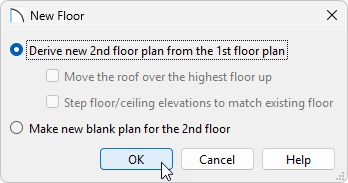 New Floor dialog where the Derive option is chosen