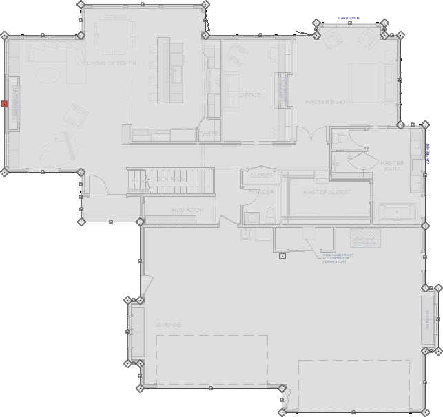 Polyline created from the structure's exterior room