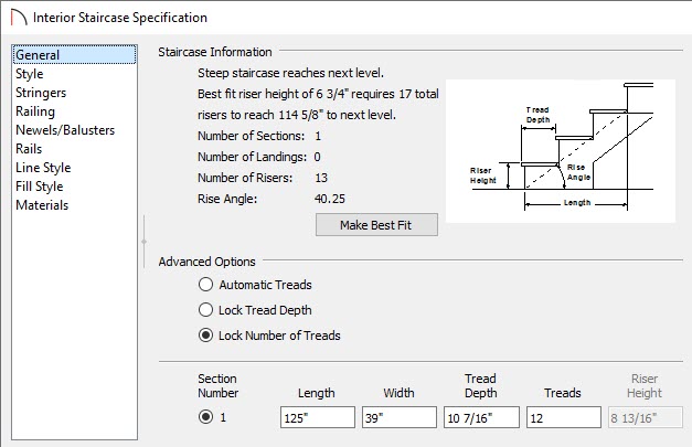 Lock the number of treads to change the riser height.