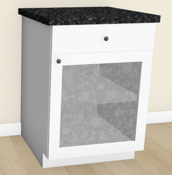 Cabinet 3D view for showing the final product of the base etched base cabinet door