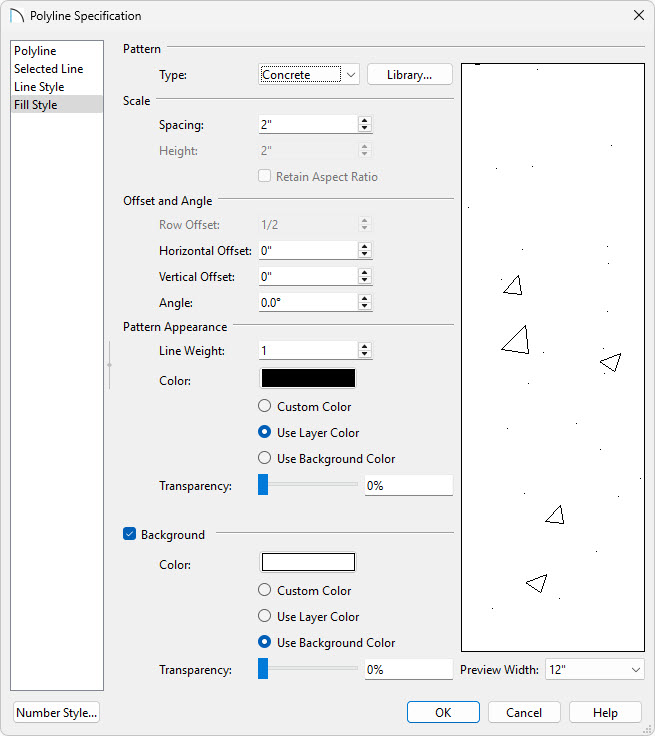 In the Polyline Specification specify a Fill Style and make any other changes.