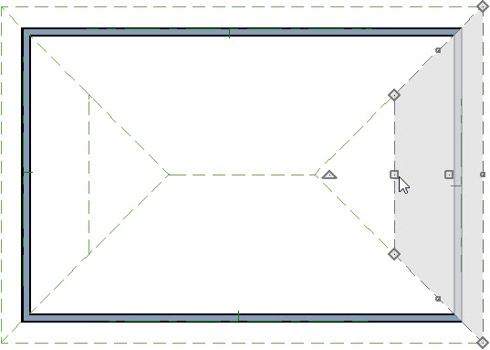 Selecting another roof ridge on a different roof plane