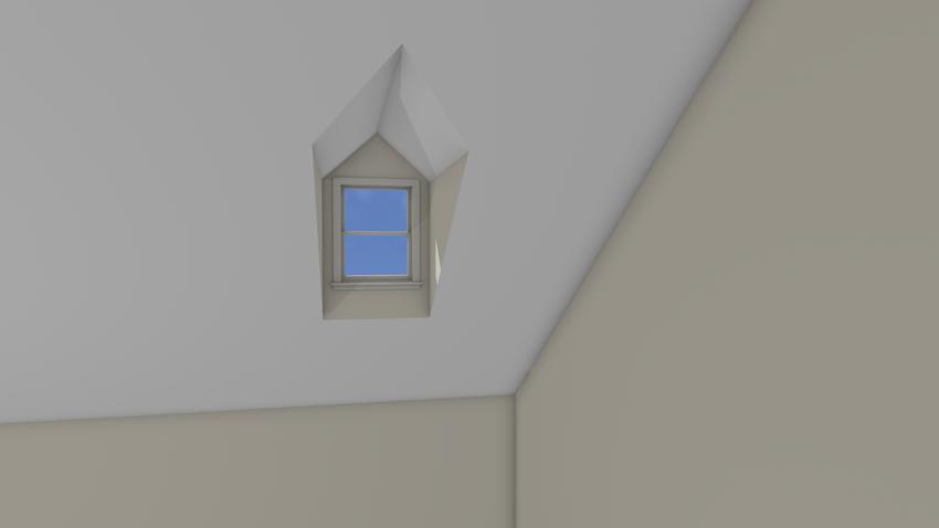 3D View from the inside of an auto floating dormer.