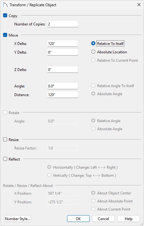 Use the Transform/Replicate Object dialog to create copies of your dormer.