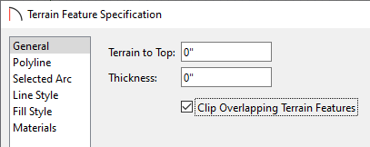 Terrain feature spec box for clip overlapping terrain features