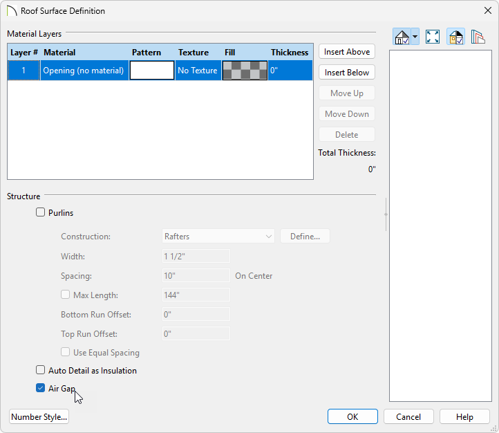 Remove the layers from the Roof Surface.