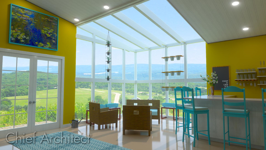 Solarium letting in light to a brighten the room