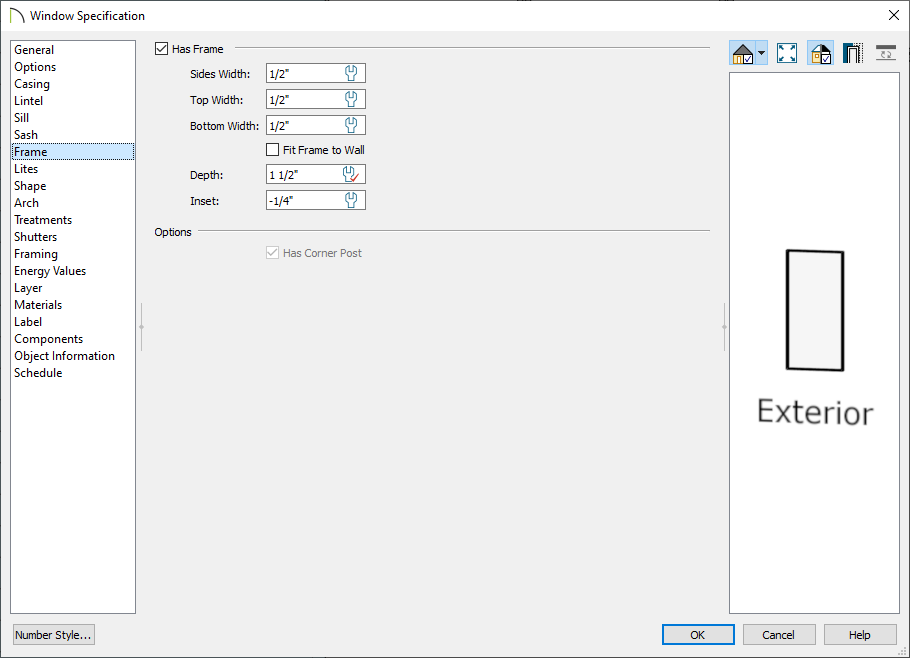 Adjust the frame properties of the window