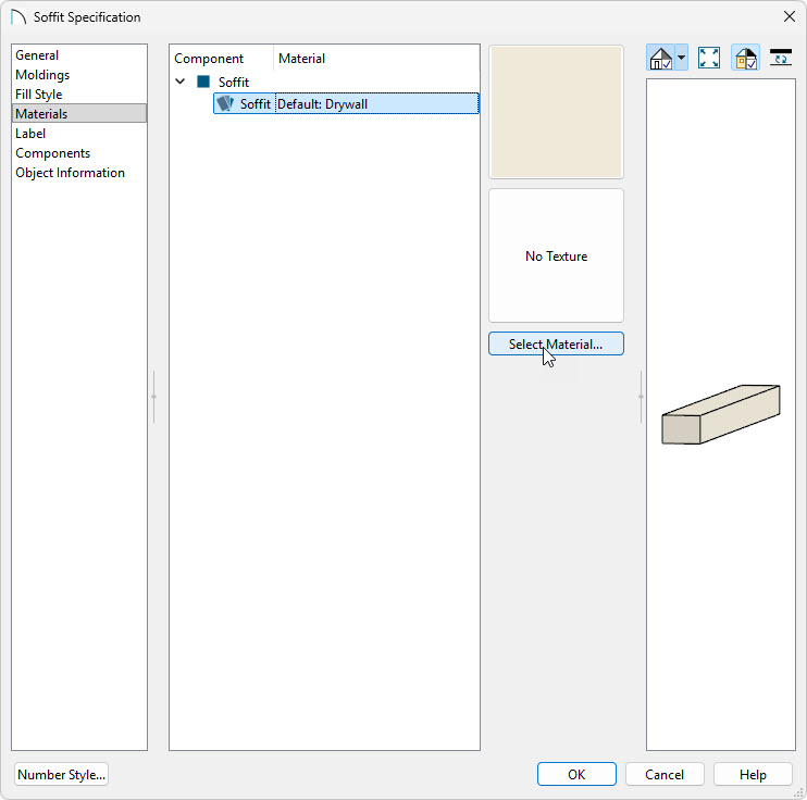 On the Materials panel, select the material, and click Select Material