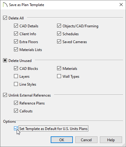 Decide what you want to keep and delete in the Save as Template dialog.