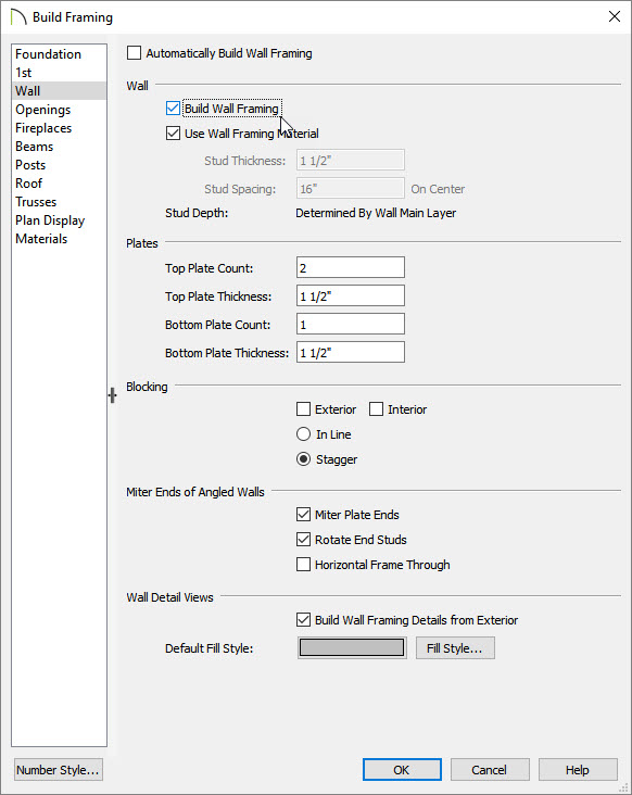 Build Framing Dialog Generate your structure's framing
