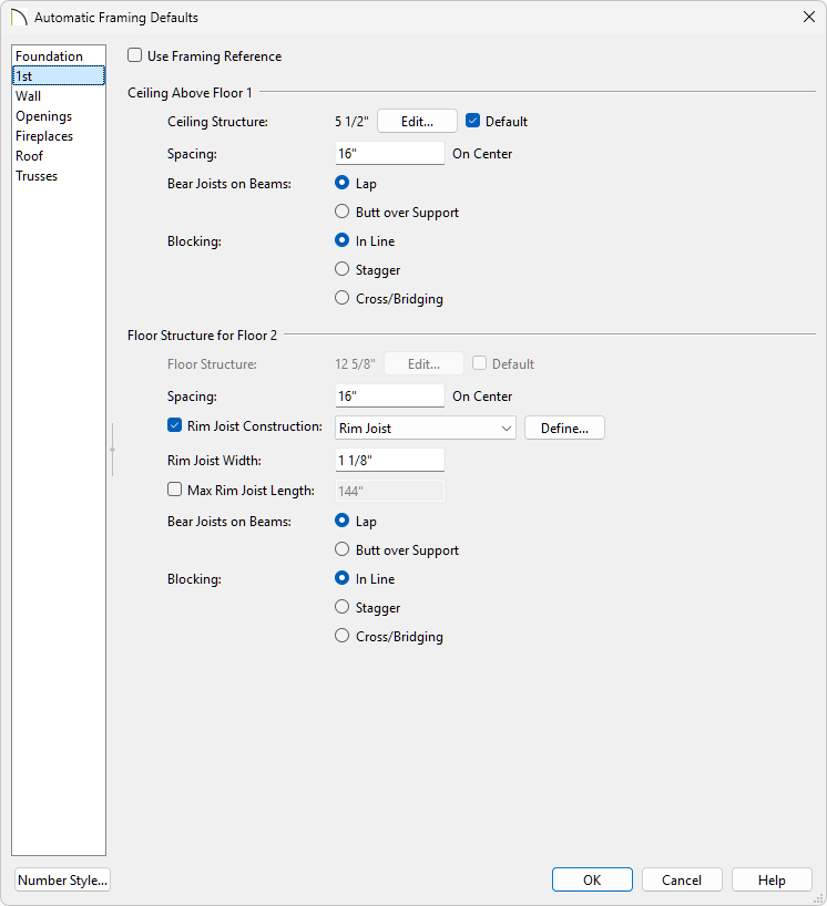 Change framing options in the Automatic Framing Defaults. 