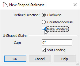 Select the Make Winders button to get winders instead of one flat landing