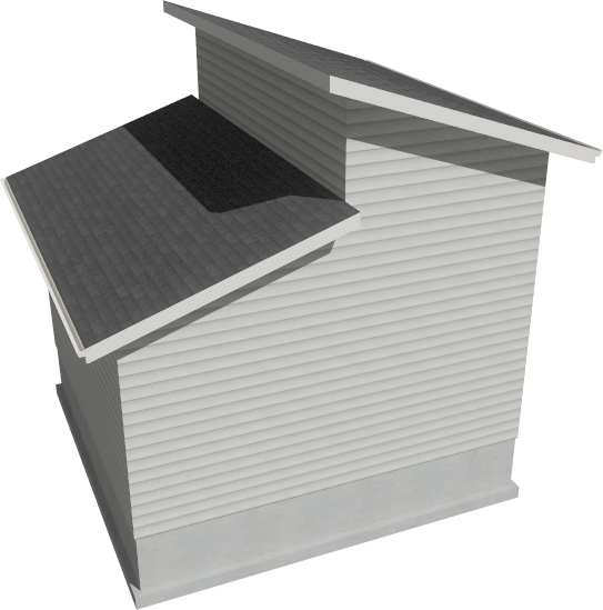 Perspective Full Overview of a structure with a clerestory roof