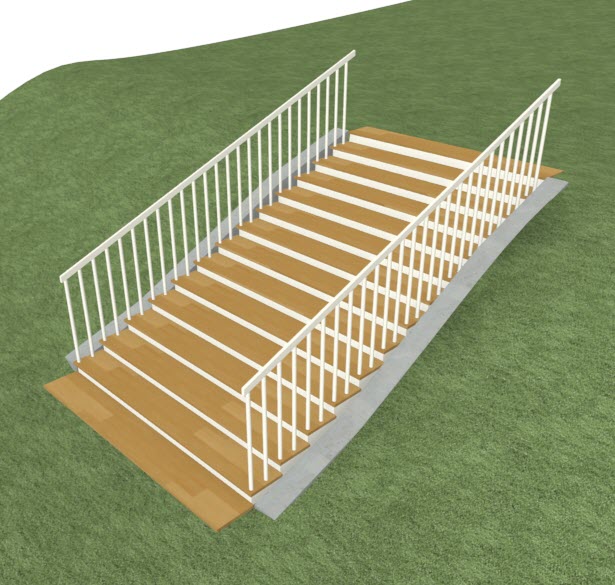 Camera view of a stair section in sloped terrain