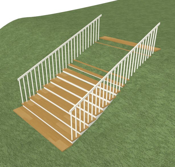 Perspective Full Overview of the staircase placed in the terrain