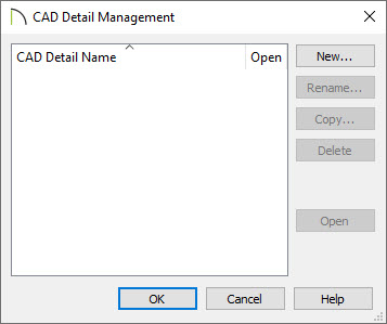 Create a New CAD Detail in the CAD Detail Management dialog box.