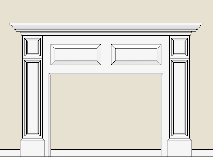 Showing the additional molding above the mantel object in a wall elevation