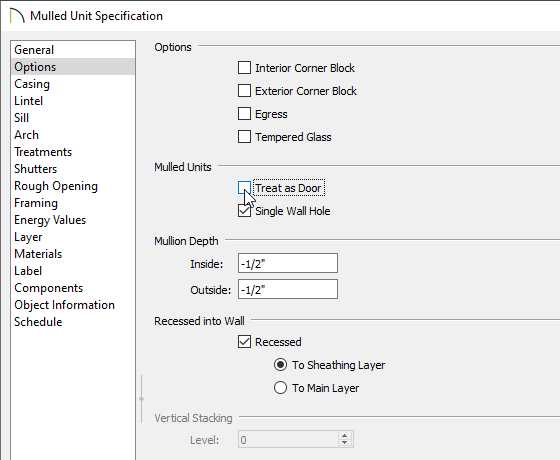 Unchecking Treat as Door in the Mulled Unit Specification dialog