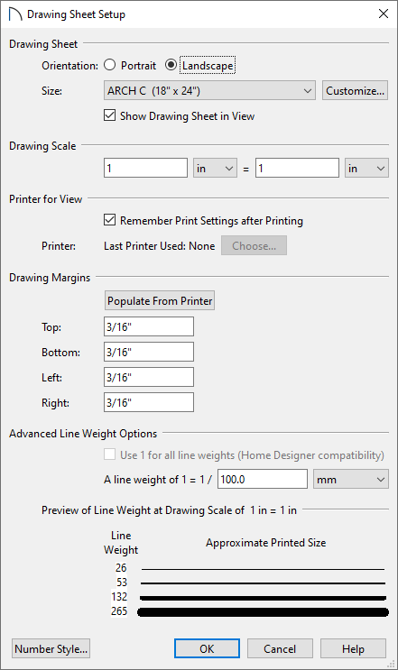 Setting the layout paper size and drawing scale in drawing sheet setup